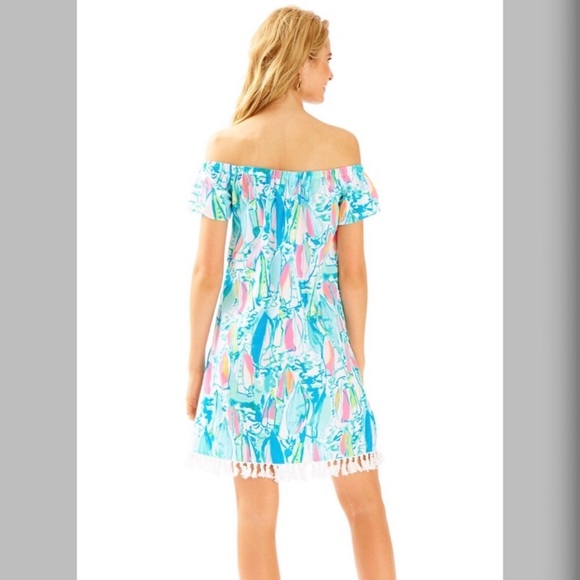 NWT Lilly Pulitzer Marble off the shoulder dress - Picture 3 of 7